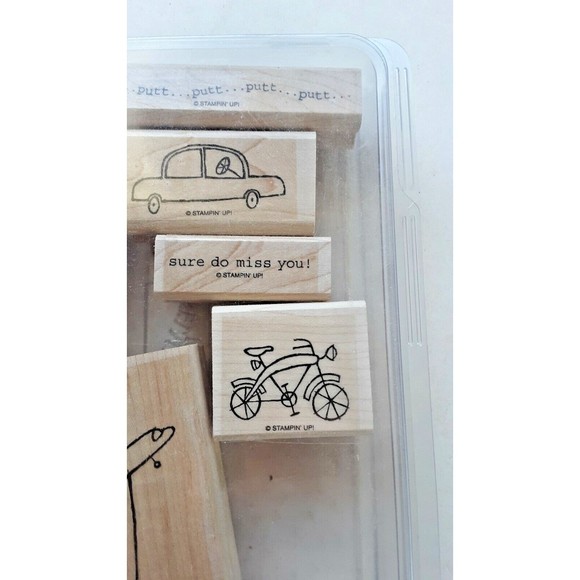 Retired Stampin' Up! "Putt Putt" Stamp Set Wood Mounted - Picture 5 of 8